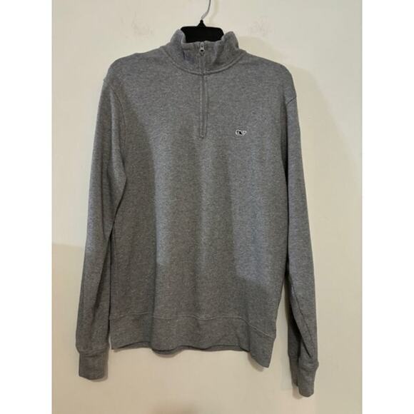 Vineyard Vines Sweater Whale Mens XS Gray Pullover 1/4 Zip Long Sleeve Jacket - Picture 1 of 7